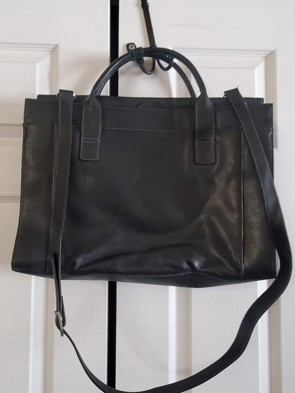 COMPUCASE BLACK LEATHER LAPTOP CASE. BRIEFCASE. OFFICE BUSINESS.
